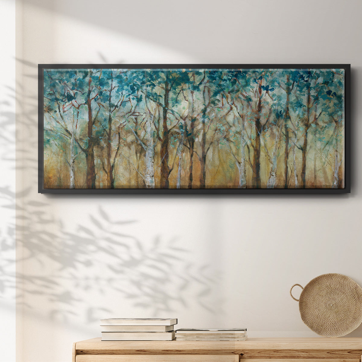 Sunlit Birch Grove - Floater Framed Canvas Print