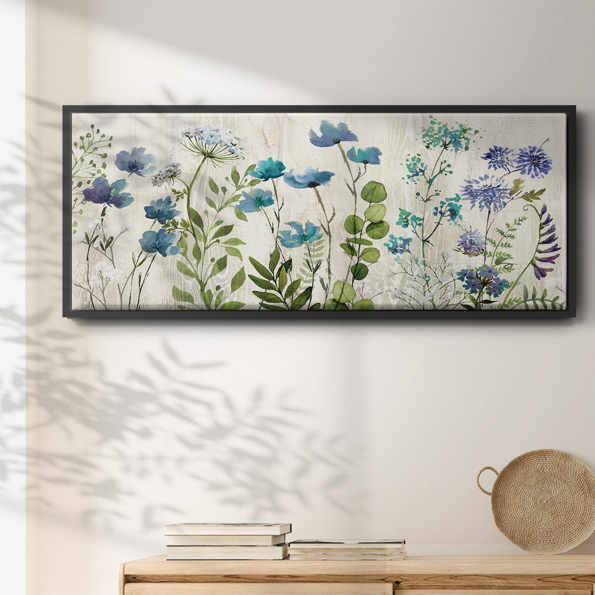 Blue Meadow - Floater Framed Canvas Print