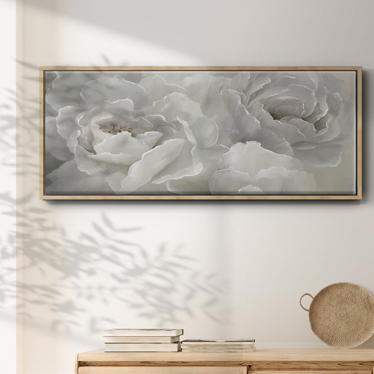 Soft Peony Lace - Floater Framed Canvas Print