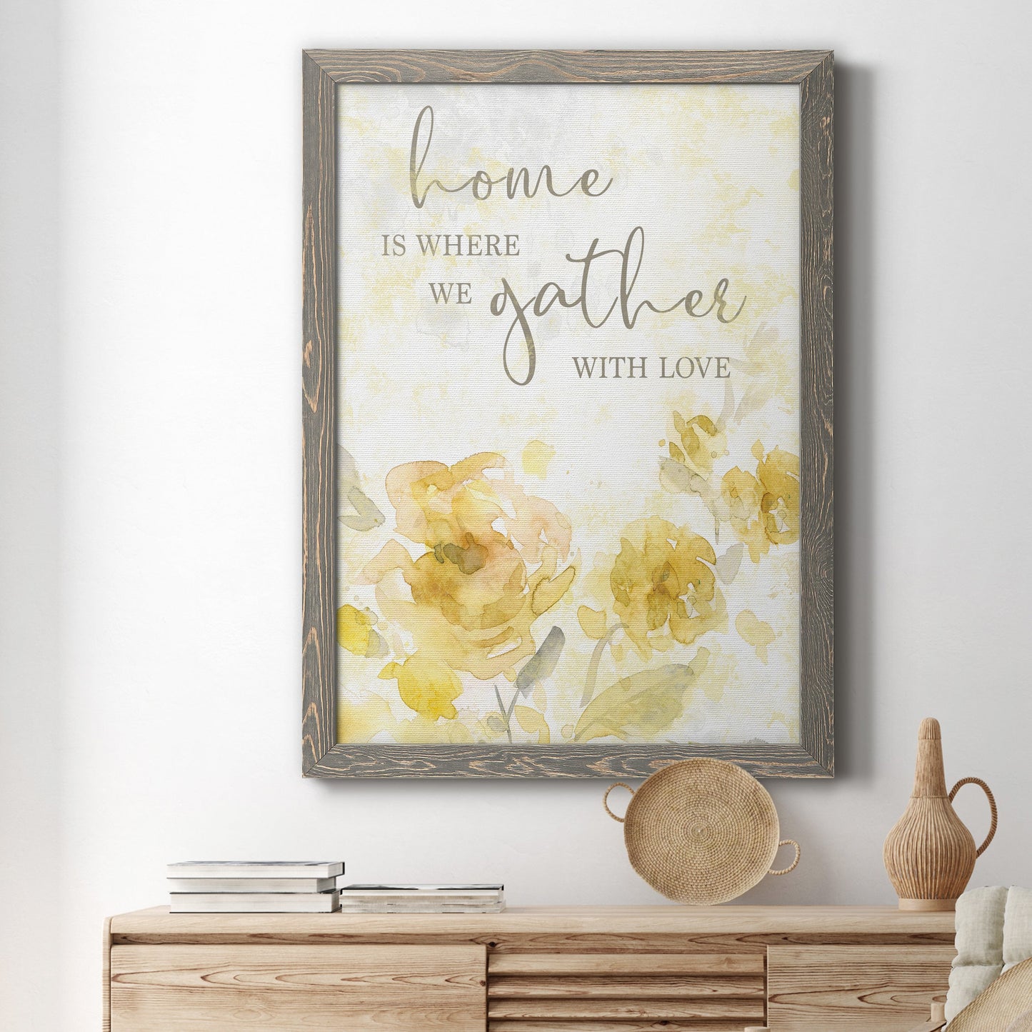 Gather with Love - Premium Canvas Framed in Barnwood - Ready to Hang