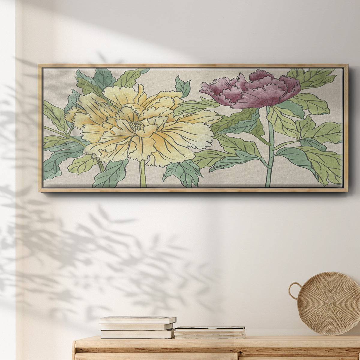 Peony Blooms II - Floater Framed Canvas Print