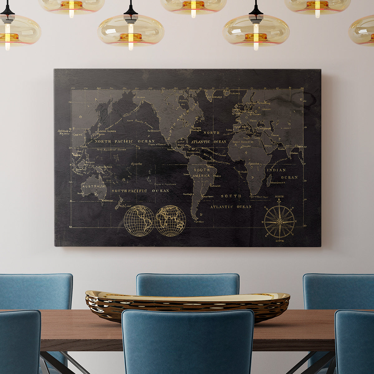 Black Gold Map - Canvas Art Print