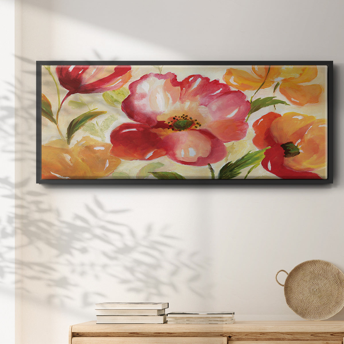Jardin Rouge - Floater Framed Canvas Print