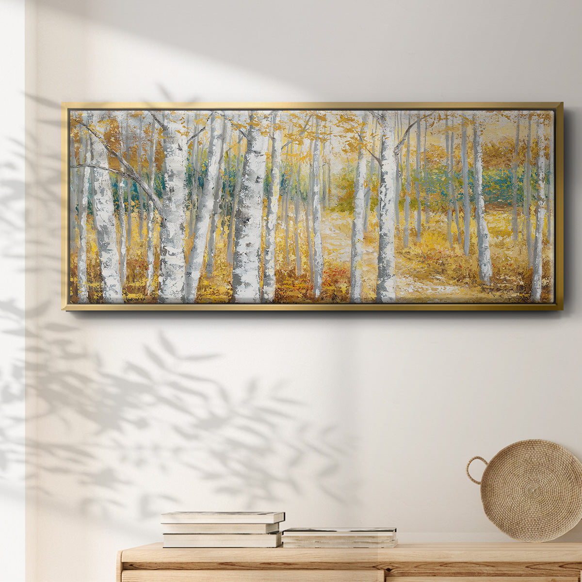 Birch Path II - Floater Framed Canvas Print