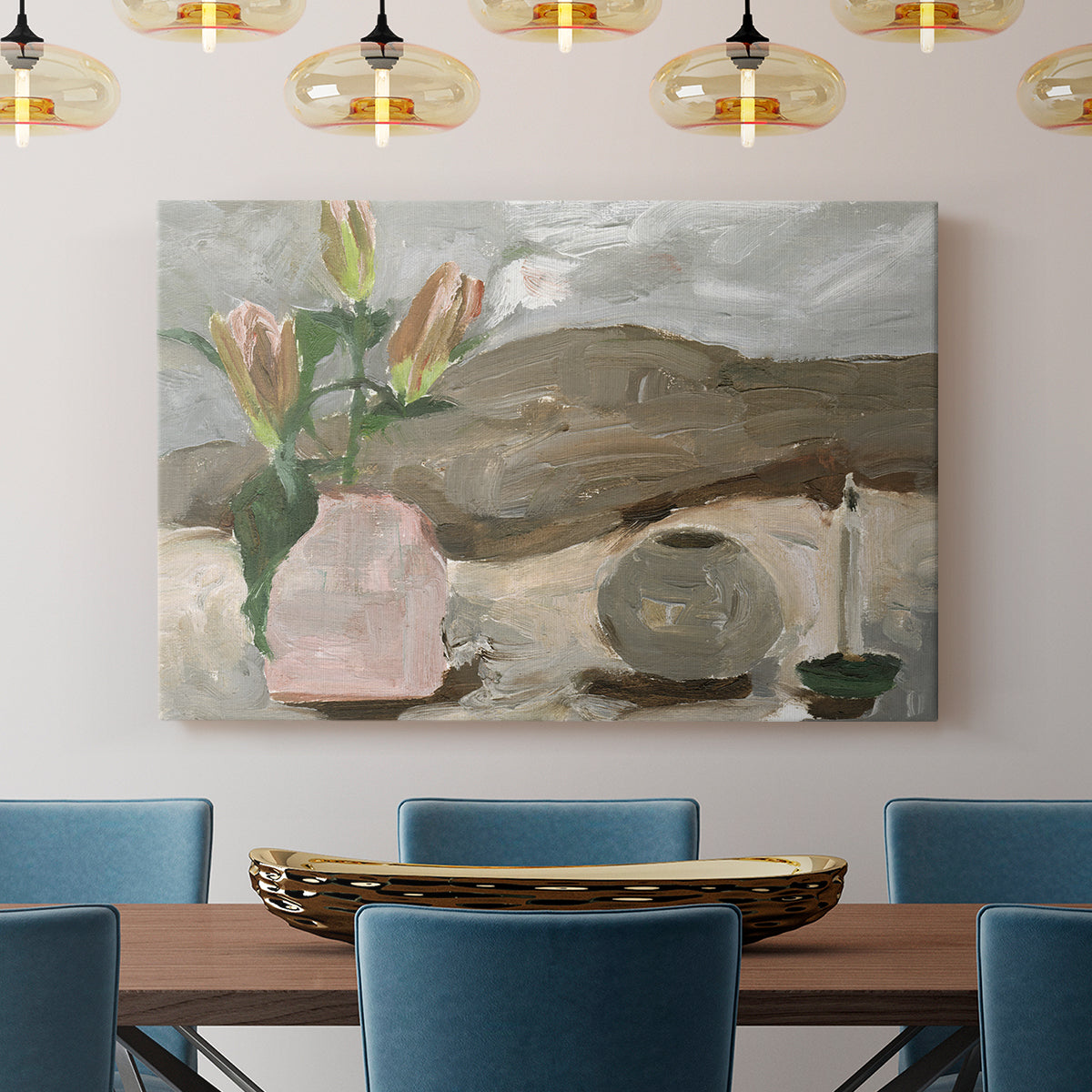 Vase of Pink Flowers V - Canvas Art Print