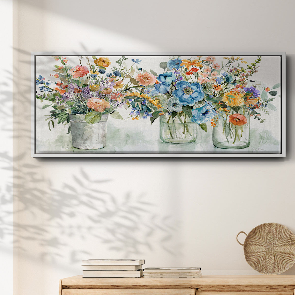 Flower Market Display - Floater Framed Canvas Print