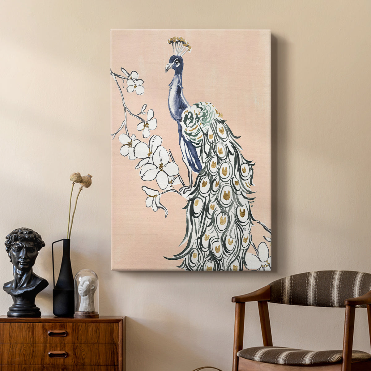 Peacock in Gold IV - Canvas Art Print