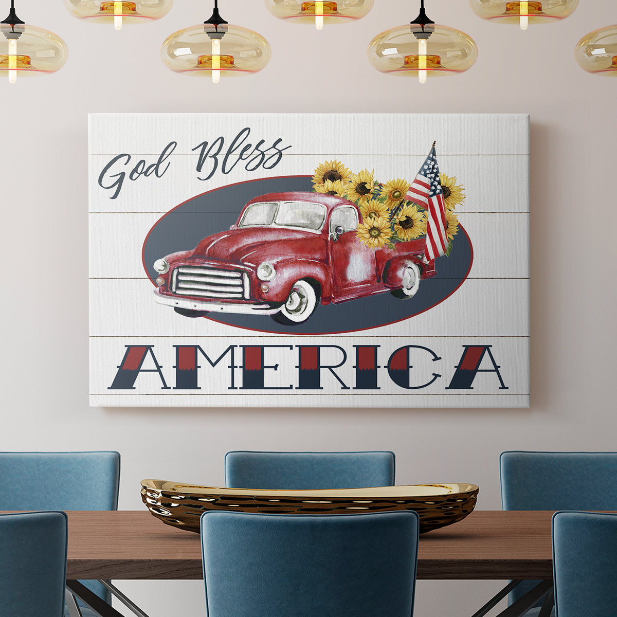 God Bless America Truck - Canvas Art Print