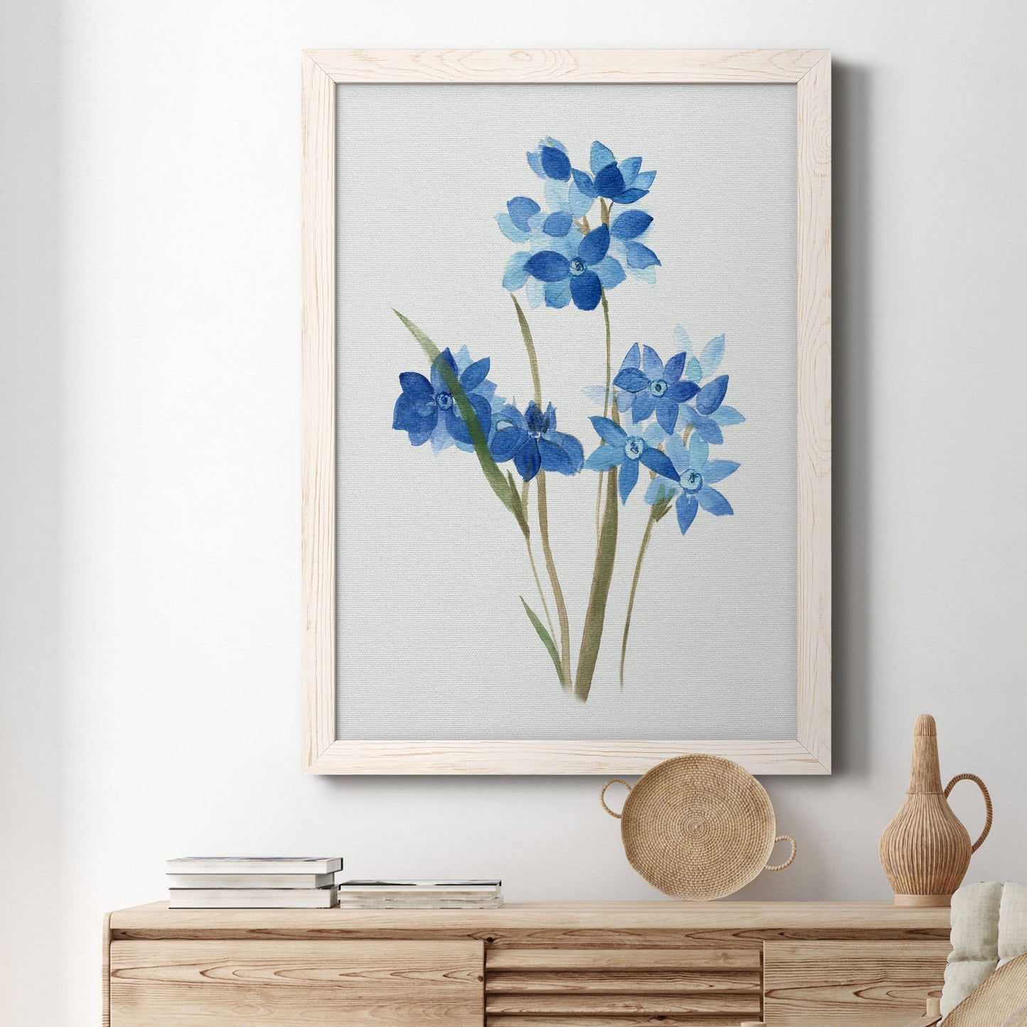 Blue Blossom Botanical I - Premium Canvas Framed in Barnwood - Ready to Hang