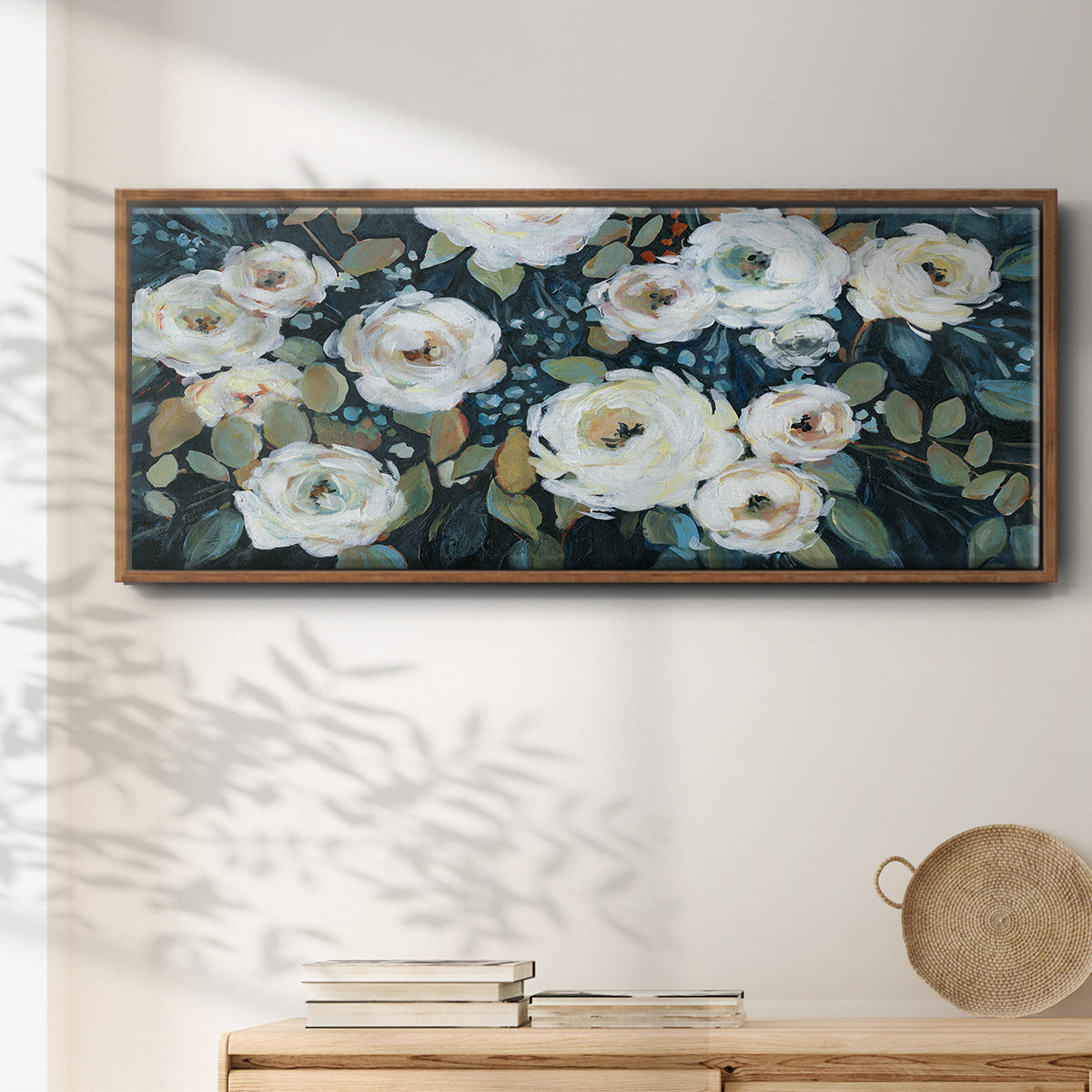 Moonlit Garden I - Floater Framed Canvas Print