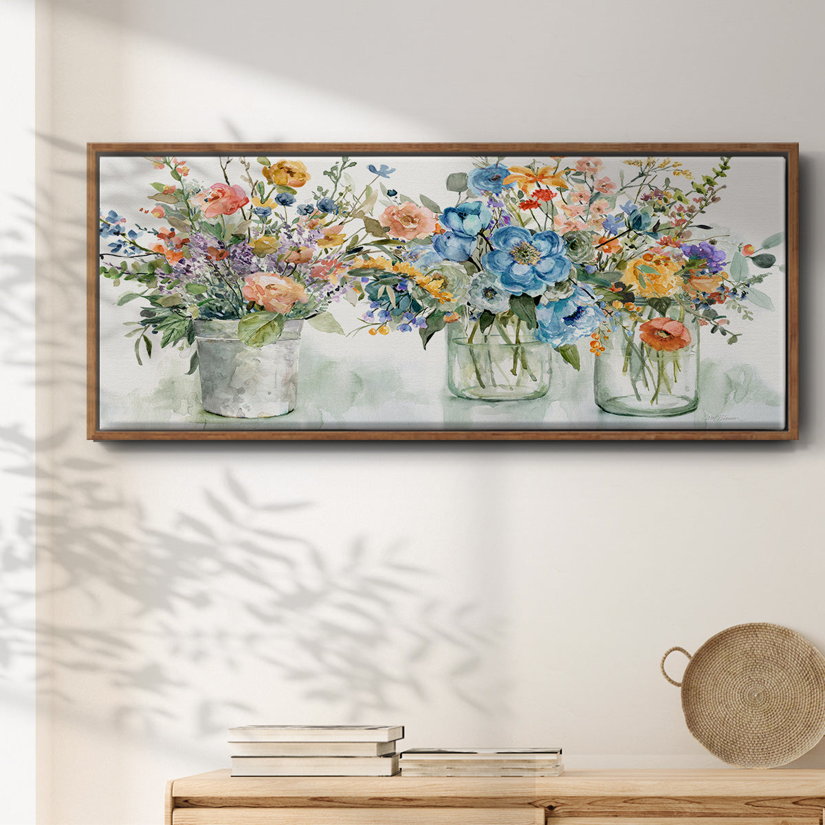 Flower Market Display - Floater Framed Canvas Print
