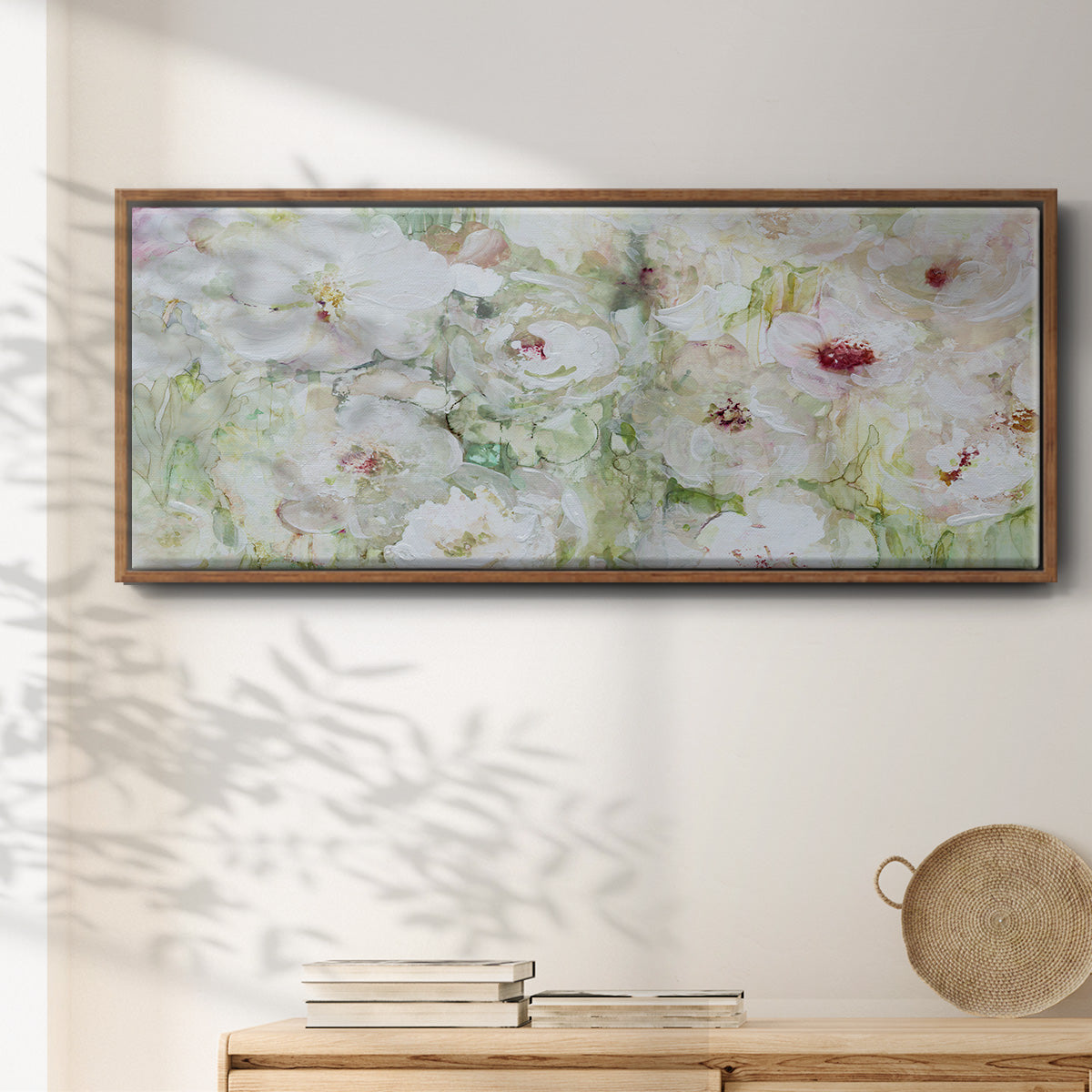 Jardin Blanc - Floater Framed Canvas Print