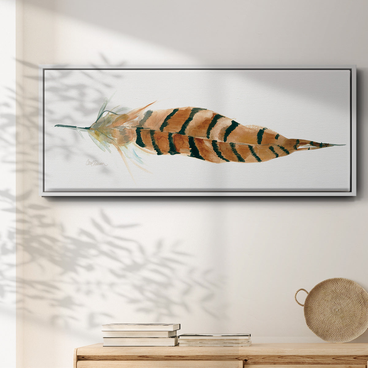 Tail Feather I - Floater Framed Canvas Print