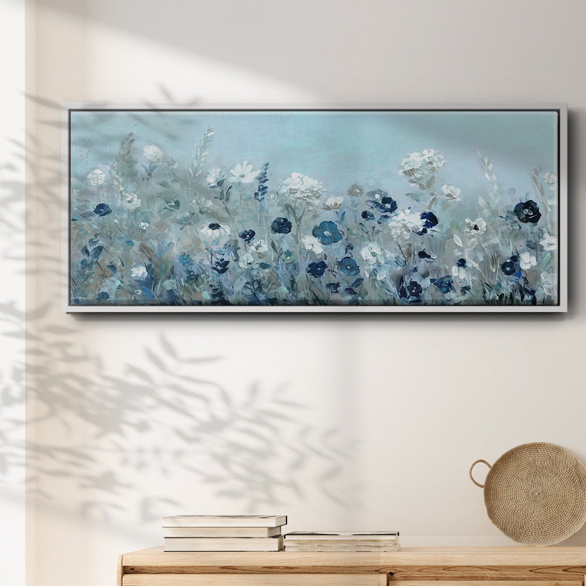 Teal Light Garden - Floater Framed Canvas Print