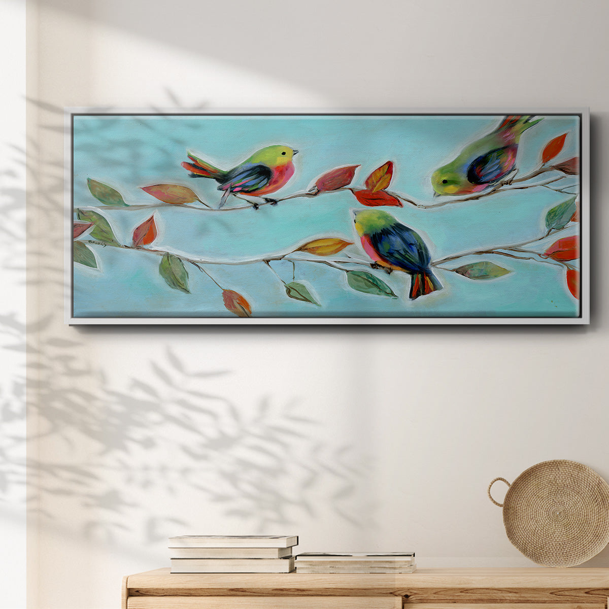 Bitty Birds II - Floater Framed Canvas Print