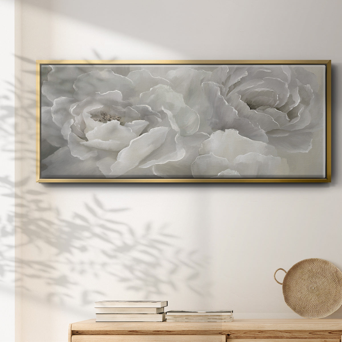 Soft Peony Lace - Floater Framed Canvas Print
