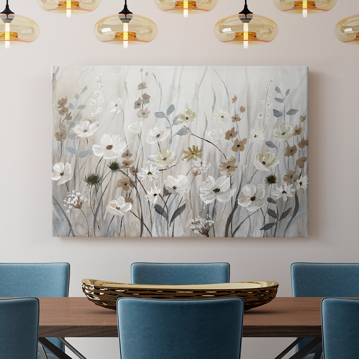 Misty Meadow Field - Canvas Art Print