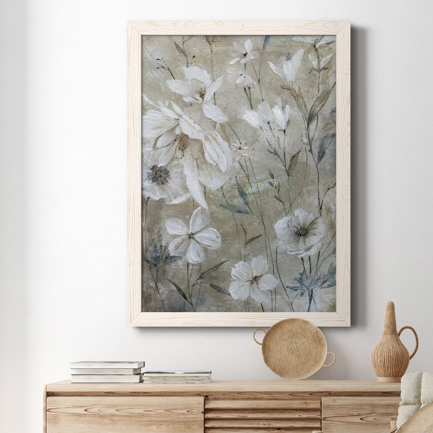 Wildflower Whites - Premium Canvas Framed in Barnwood - Ready to Hang