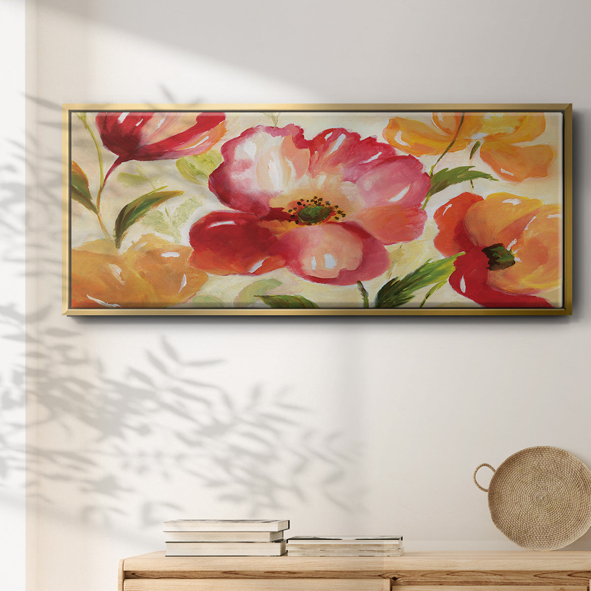 Jardin Rouge - Floater Framed Canvas Print
