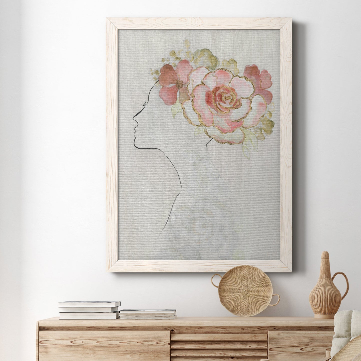 Fashion Floral Silhouette II - Barnwood Framed Canvas Print