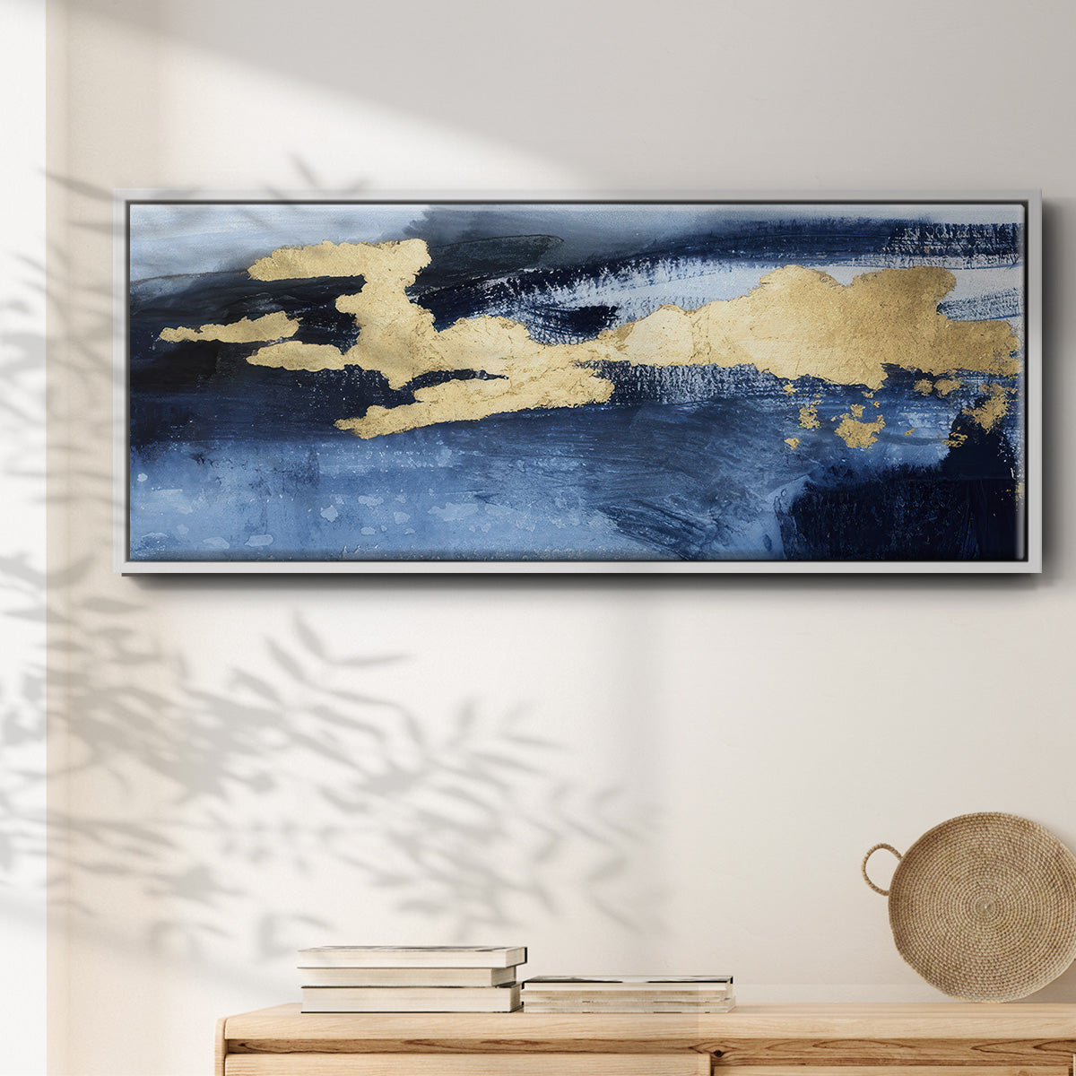 Gilded Indigo Sea I  - Floater Framed Canvas Print