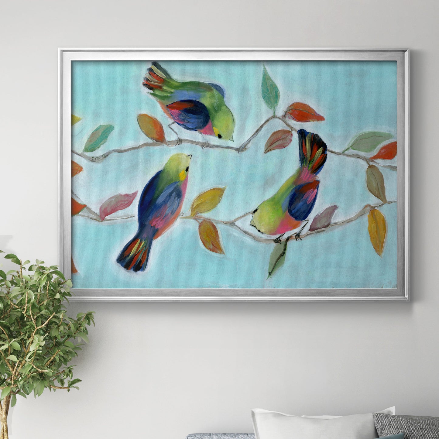 Bitty Birds I - Modern Framed Canvas Print
