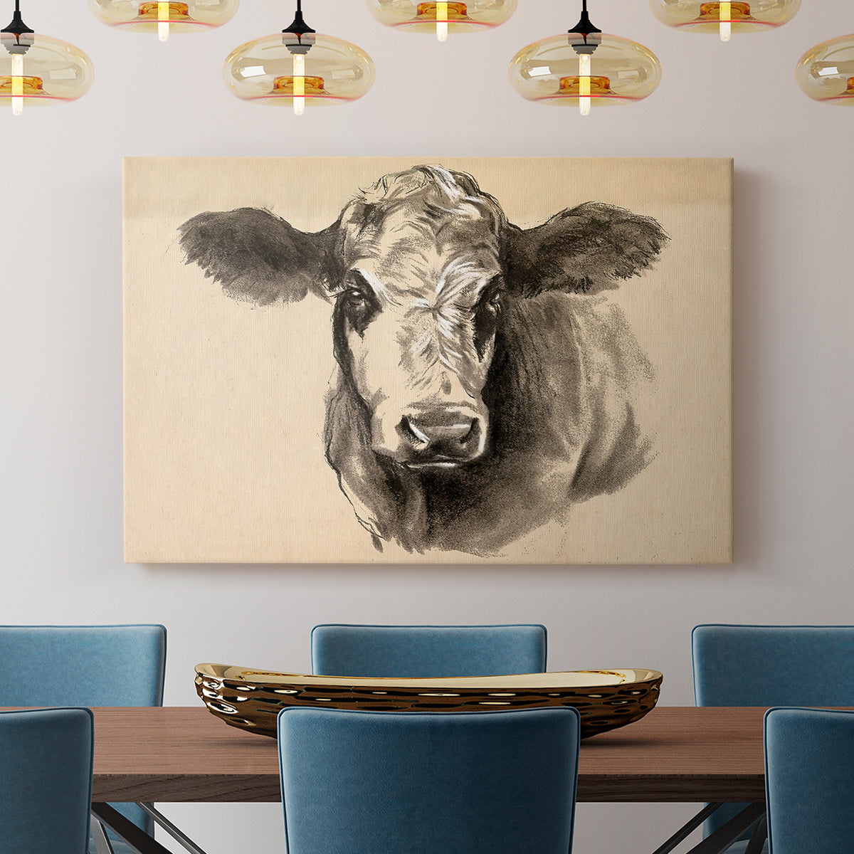 Charcoal Cow I - Canvas Art Print