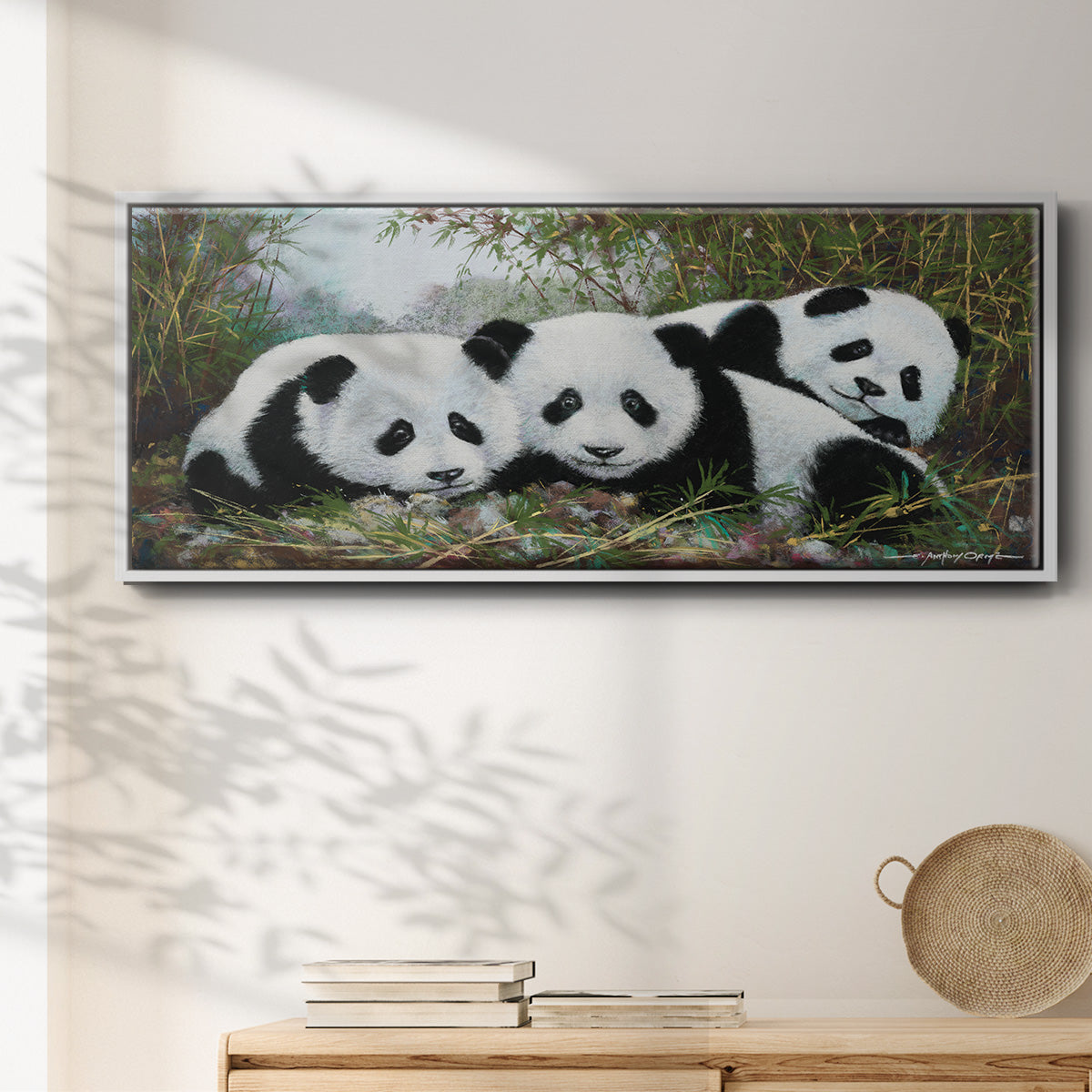Panda Play - Floater Framed Canvas Print