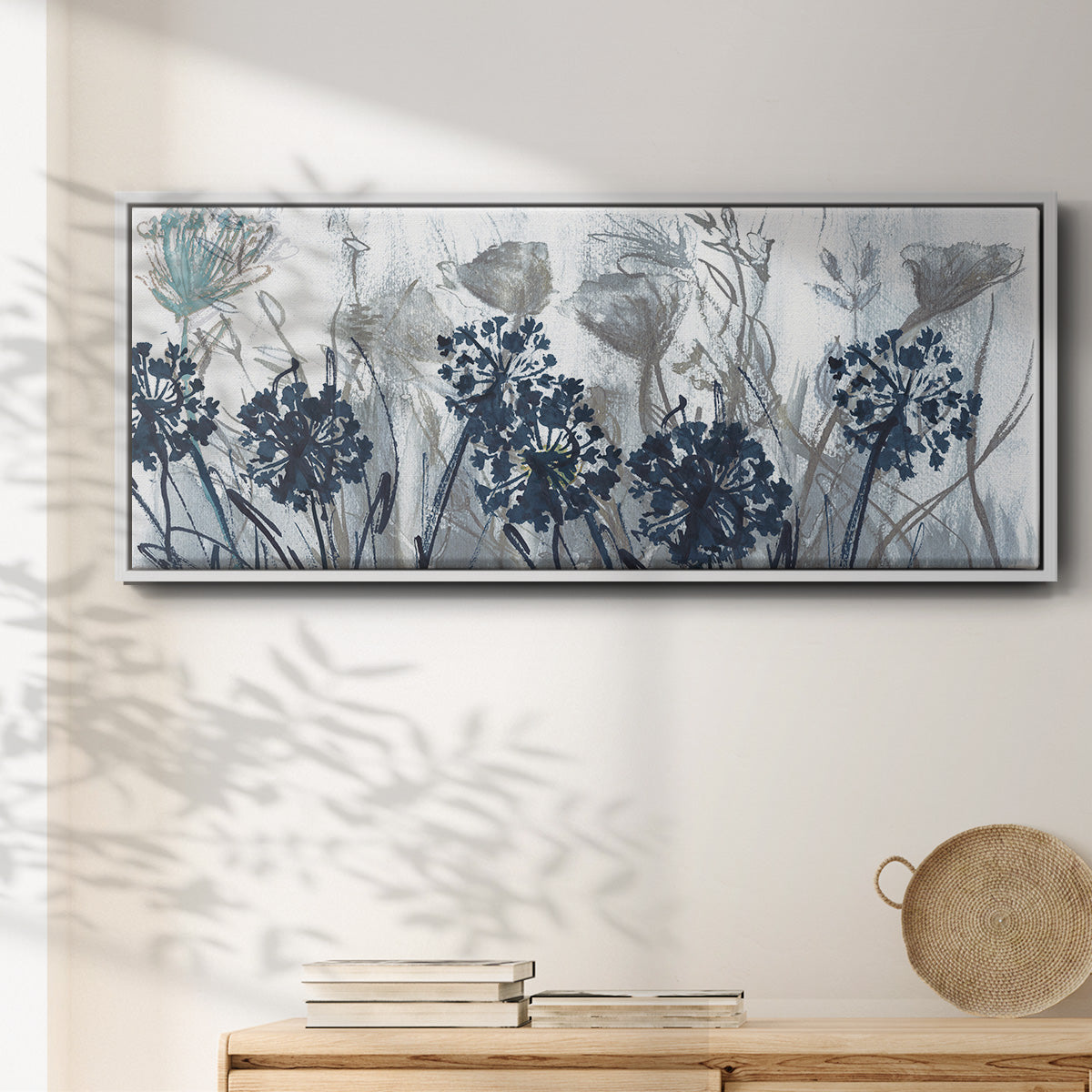 Indigo Field - Floater Framed Canvas Print