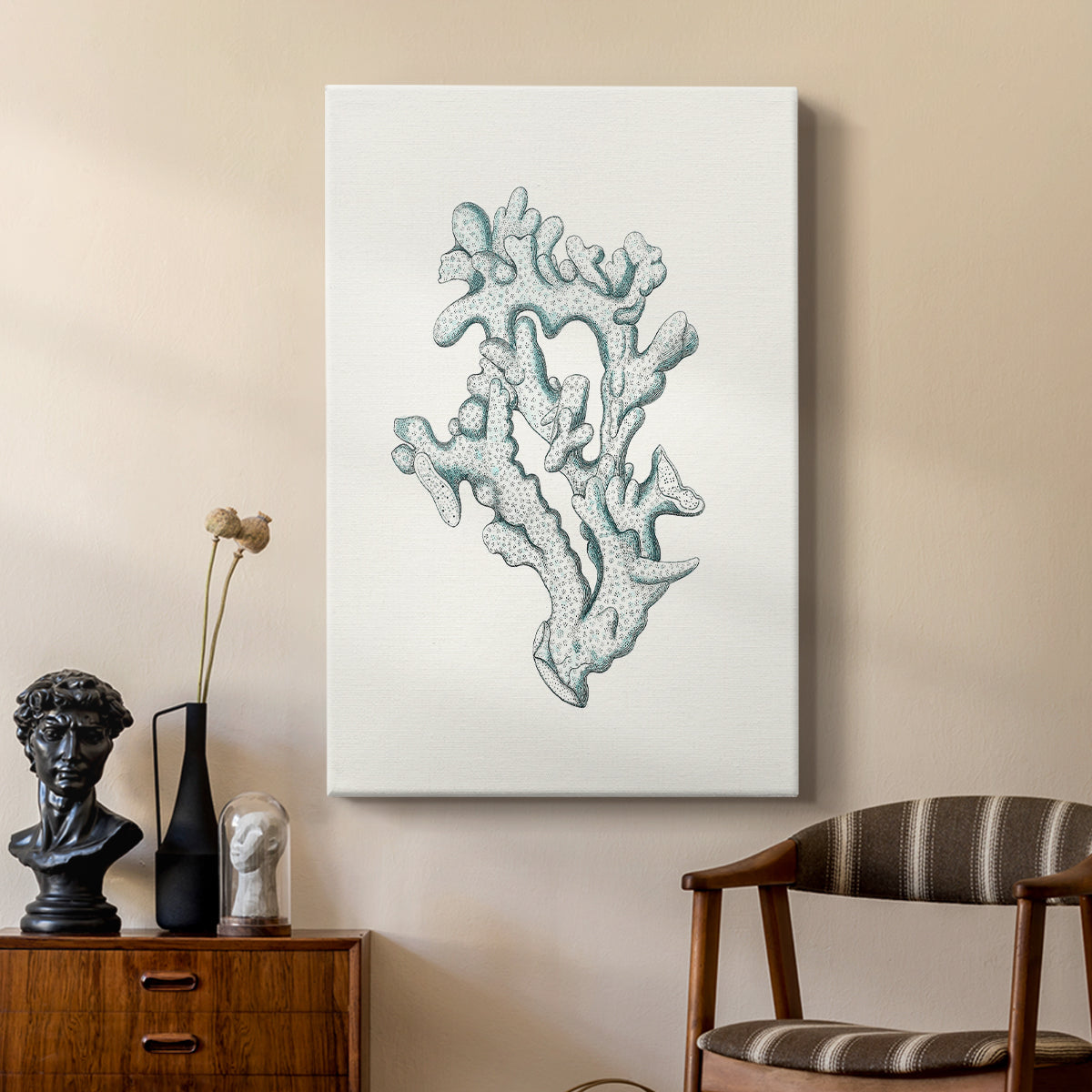 Antique Coastal Coral IV - Canvas Art Print