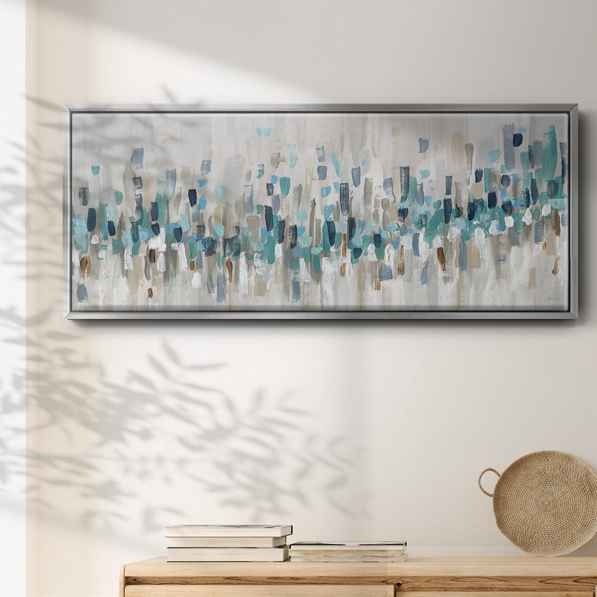 Blue Staccato - Floater Framed Canvas Print