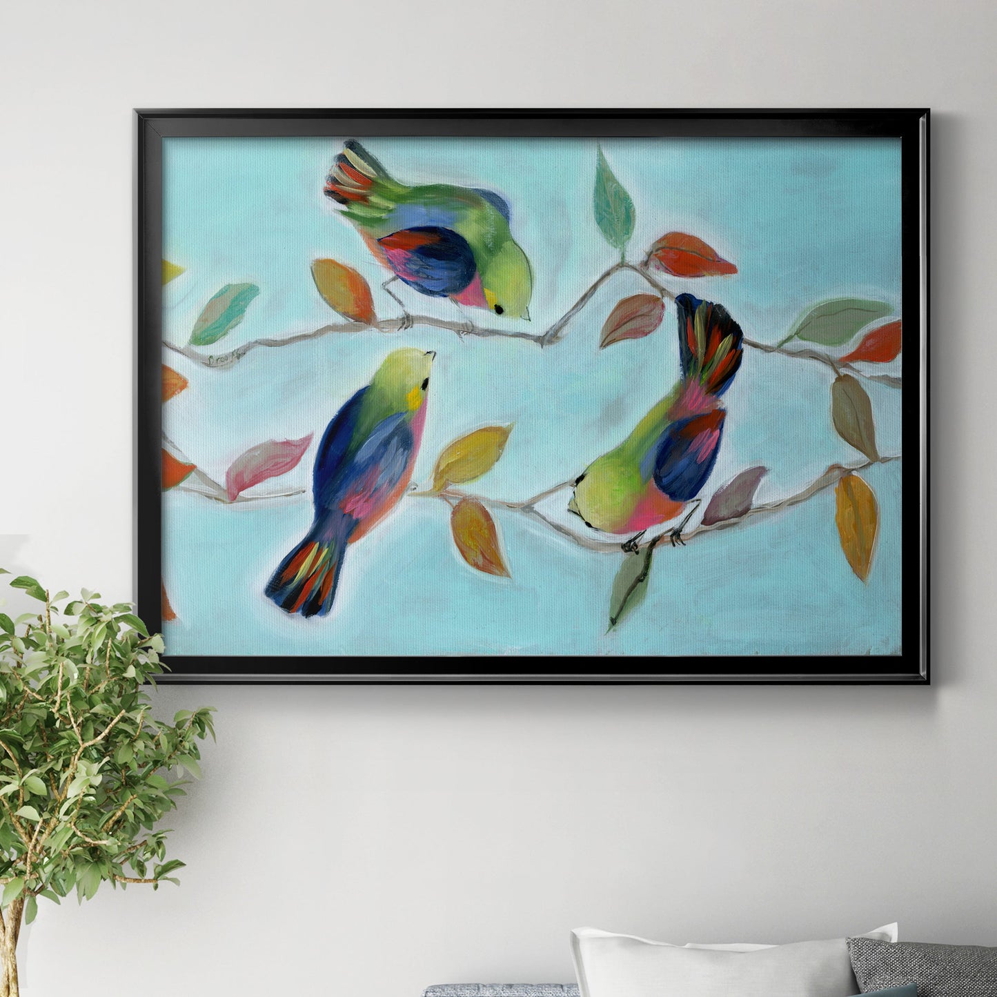 Bitty Birds I - Modern Framed Canvas Print