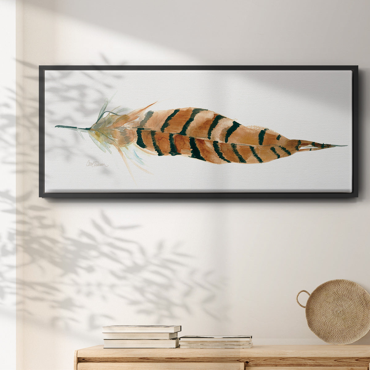 Tail Feather I - Floater Framed Canvas Print