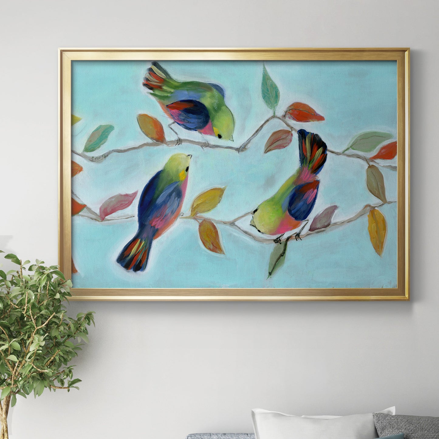 Bitty Birds I - Modern Framed Canvas Print