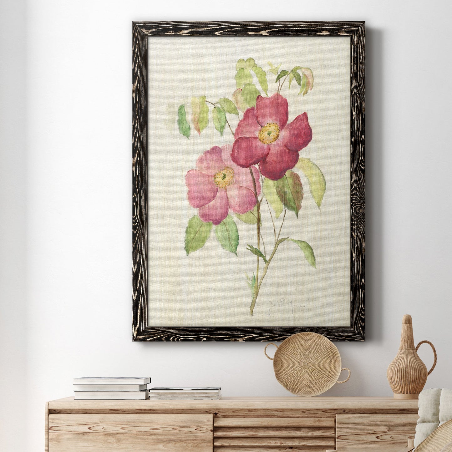 Dusty Rose II - Premium Canvas Framed in Barnwood - Ready to Hang