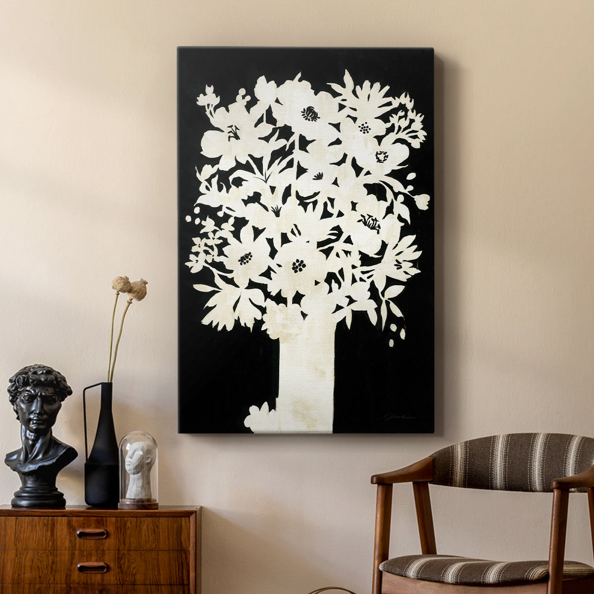 Floral Silhouette - Canvas Art Print