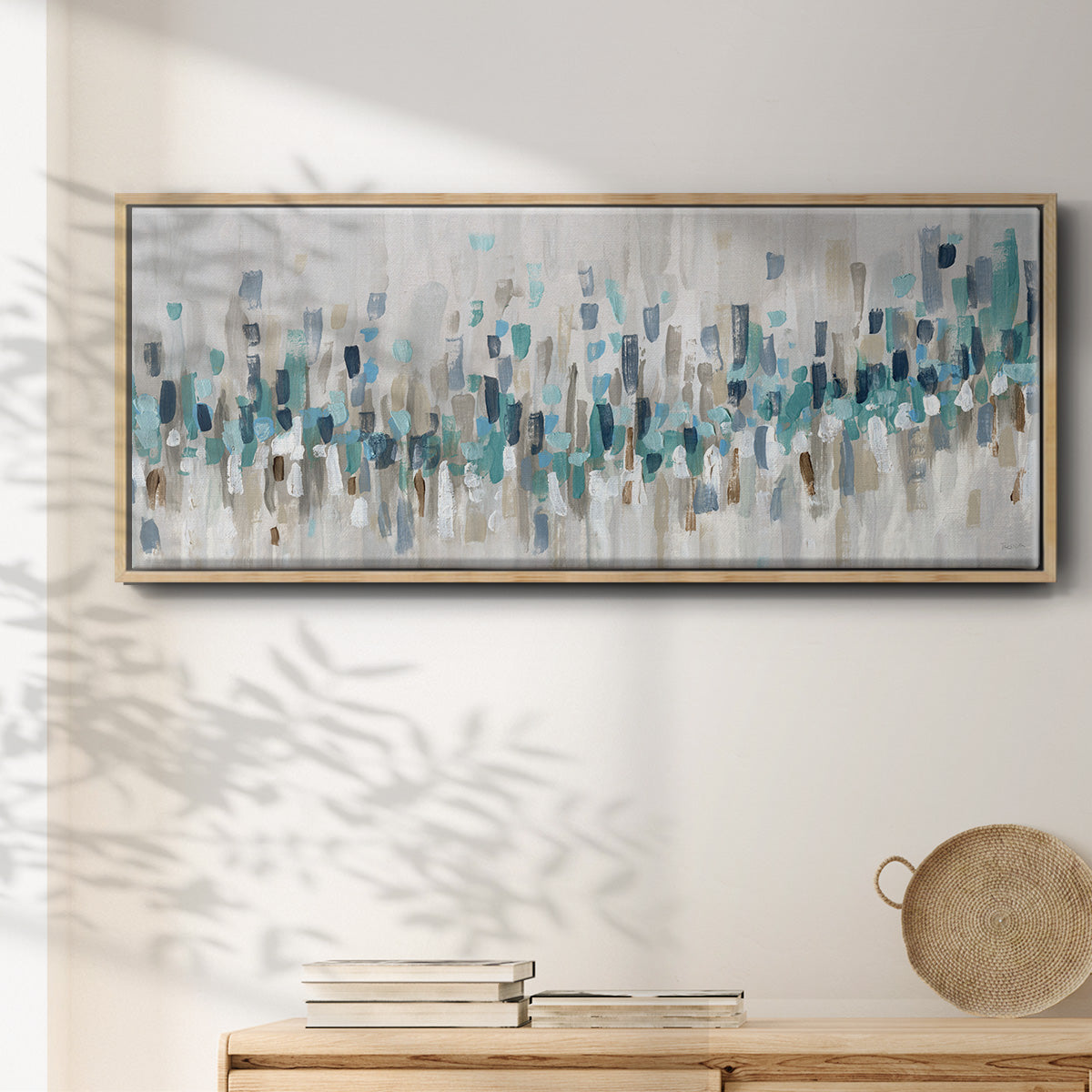 Blue Staccato - Floater Framed Canvas Print