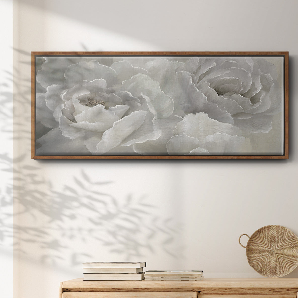Soft Peony Lace - Floater Framed Canvas Print