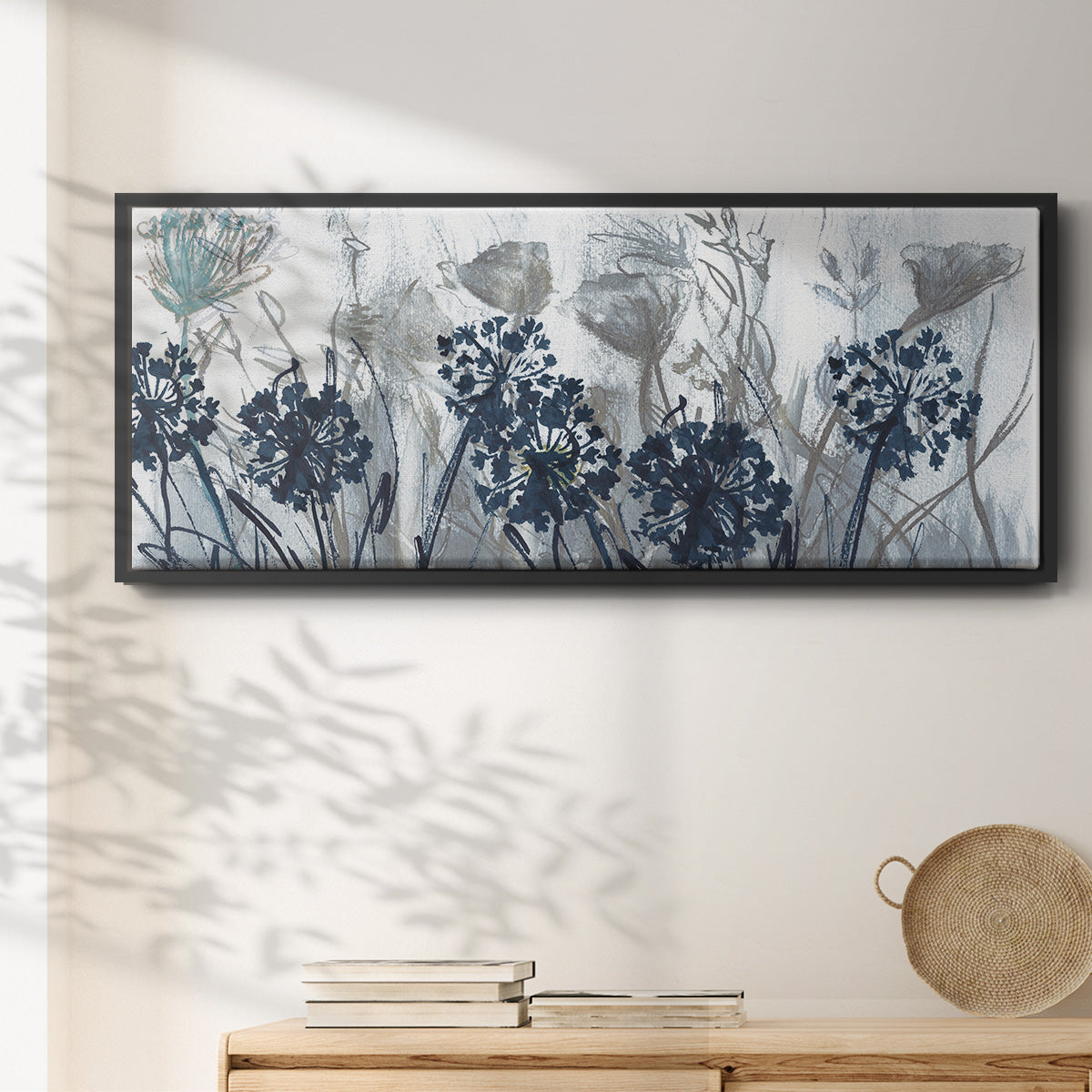 Indigo Field - Floater Framed Canvas Print
