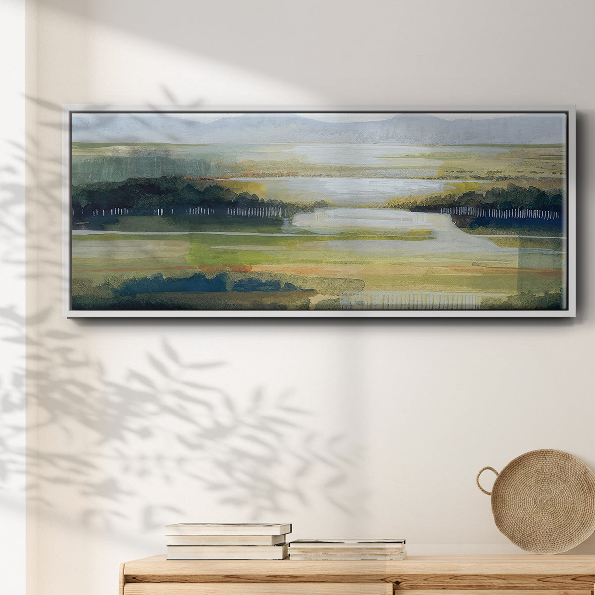 Lime Strata II - Floater Framed Canvas Print