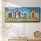 Bright Beach Huts - Floater Framed Canvas Print