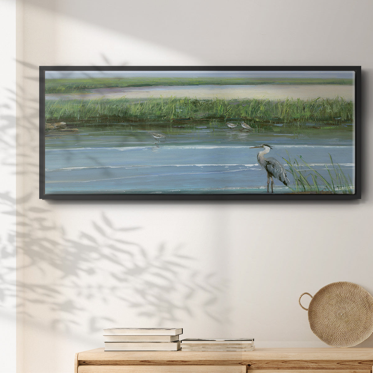 Wading at Dusk - Floater Framed Canvas Print