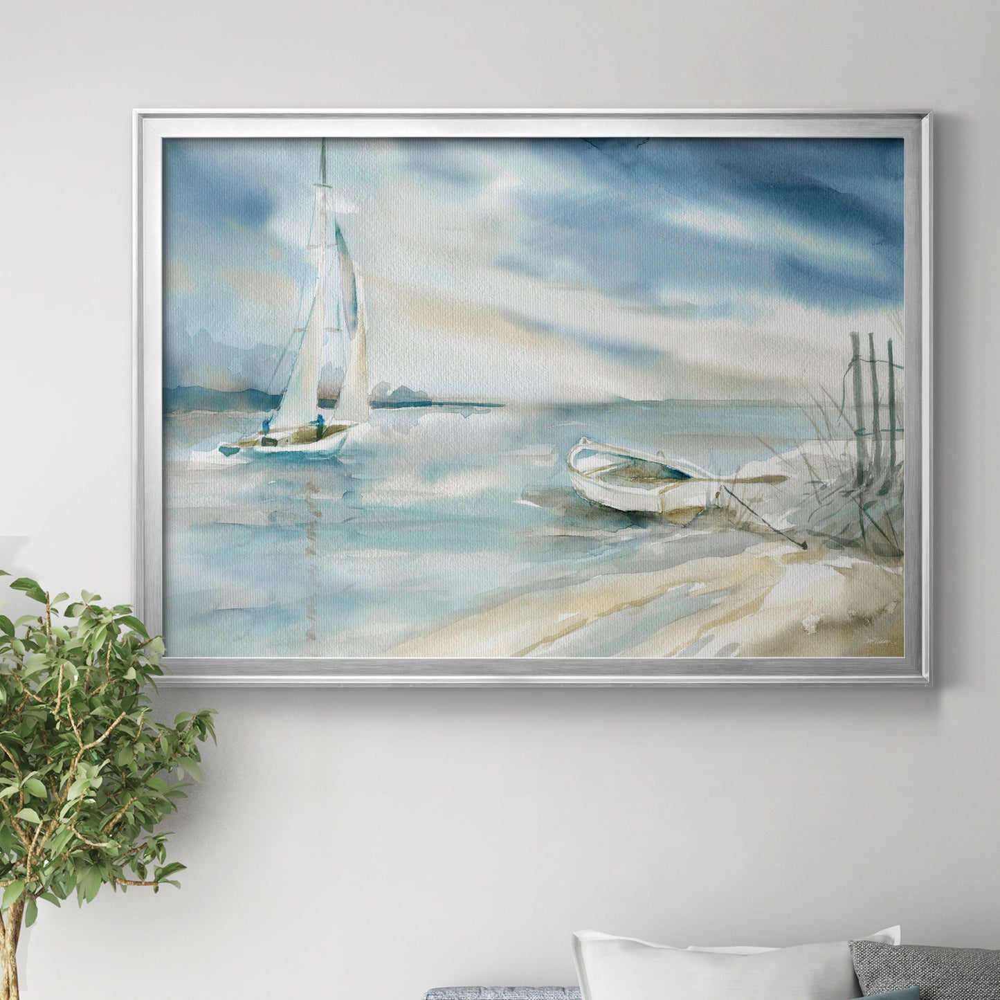 Subtle Sail - Modern Framed Canvas Print