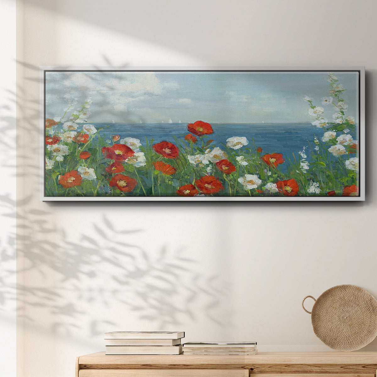 Through the Flowers - Floater Framed Canvas Print