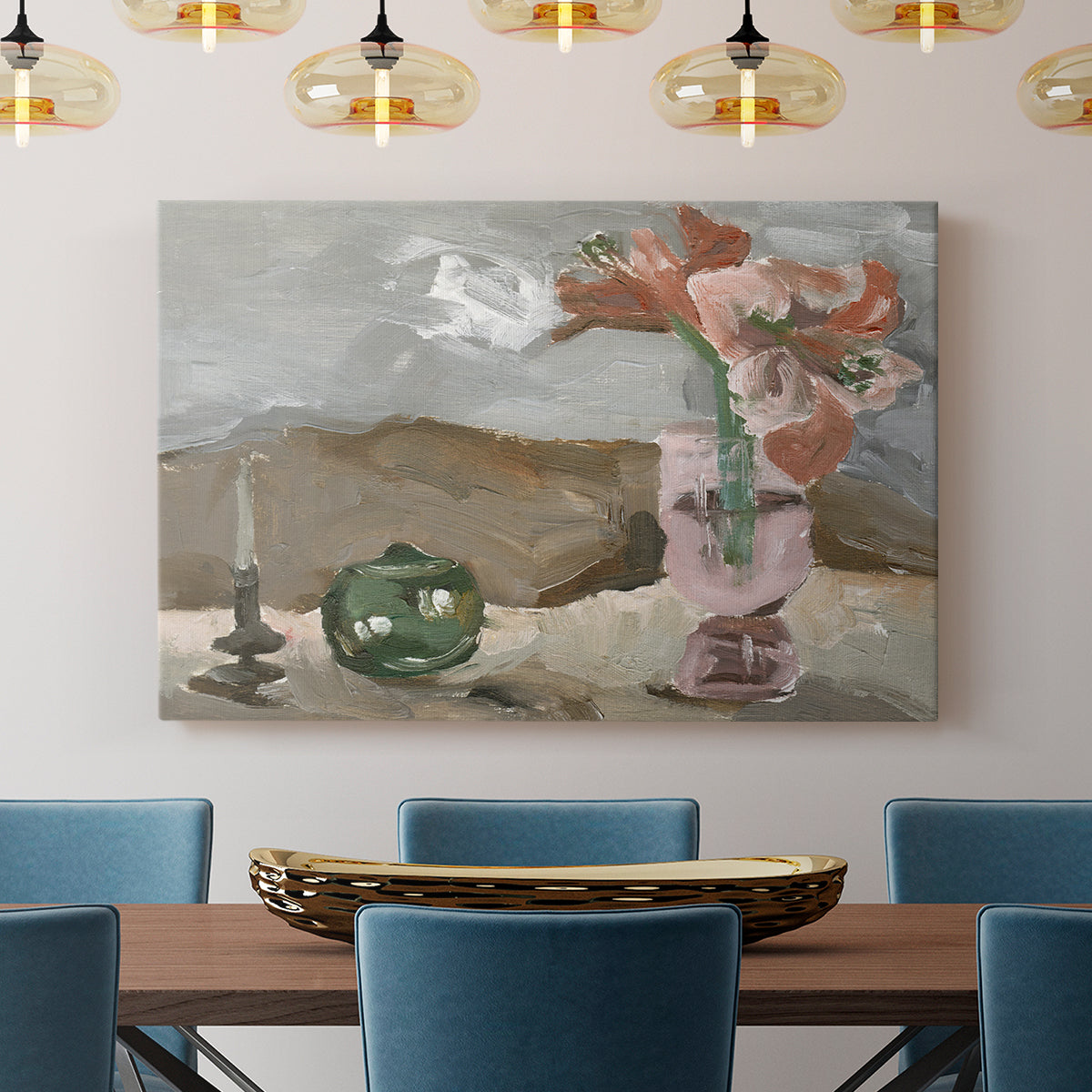 Vase of Pink Flowers II - Canvas Art Print