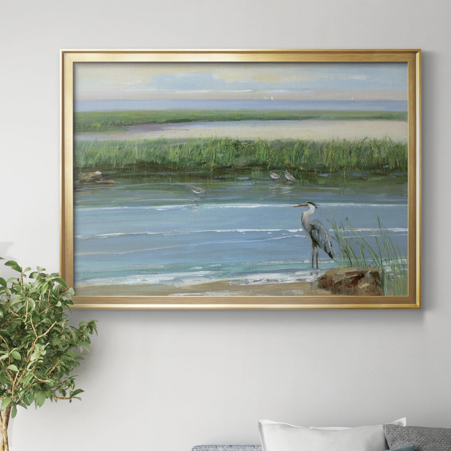 Wading at Dusk Premium Classic Framed Canvas - Ready to Hang