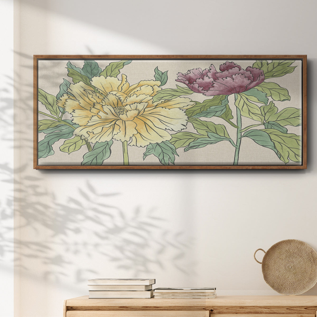 Peony Blooms II - Floater Framed Canvas Print