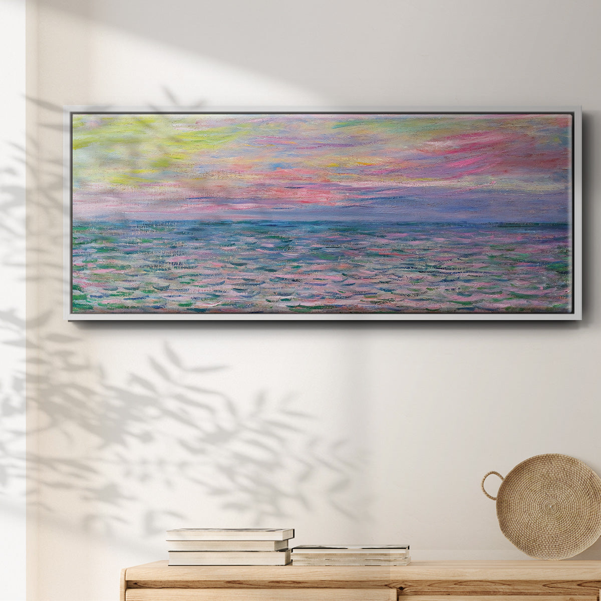 Sunset on the Sea at Pourville, 1882 - Floater Framed Canvas Print