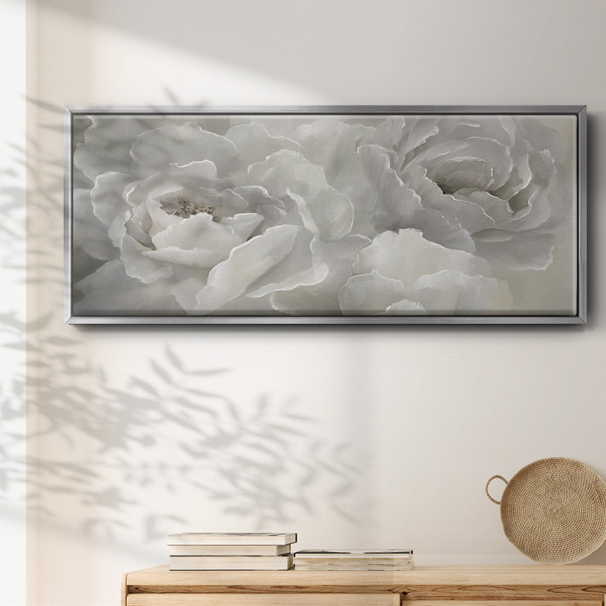Soft Peony Lace - Floater Framed Canvas Print