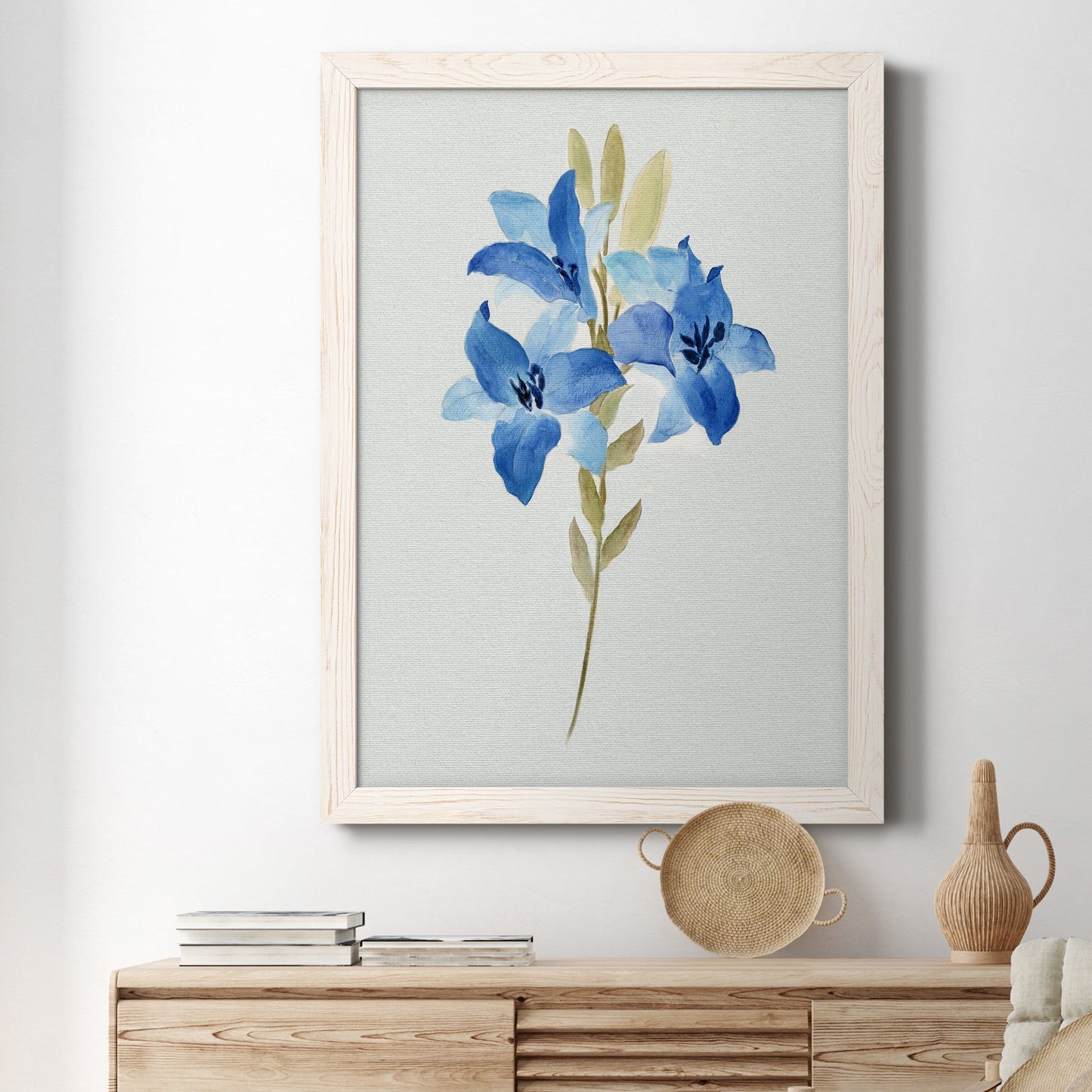 Blue Blossom Botanical III - Premium Canvas Framed in Barnwood - Ready to Hang